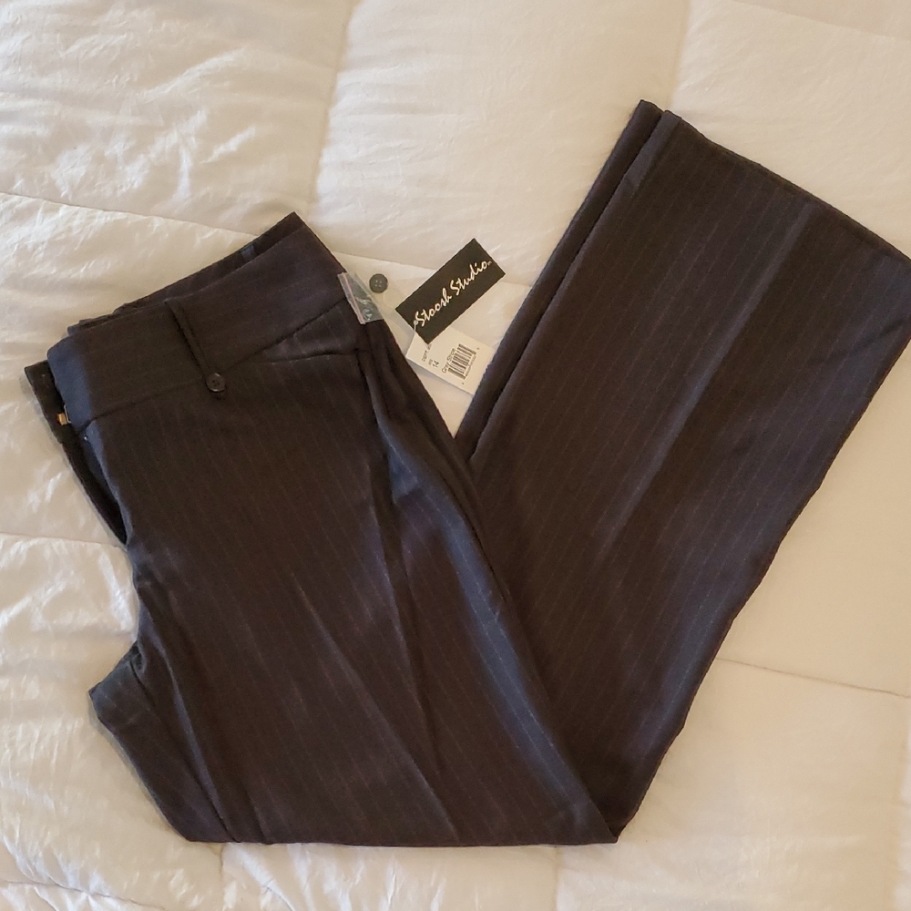 STOOSH  STUDIO Dark Gray Pinestripe Pants size 14